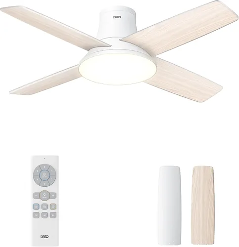 Miniatura 9 de DREO Ventilador de techo, ventilador de techo de perfil bajo de 44 pulgadas con luz y control remoto, LED de 5CCT, 6 niveles regulables, motor Negro