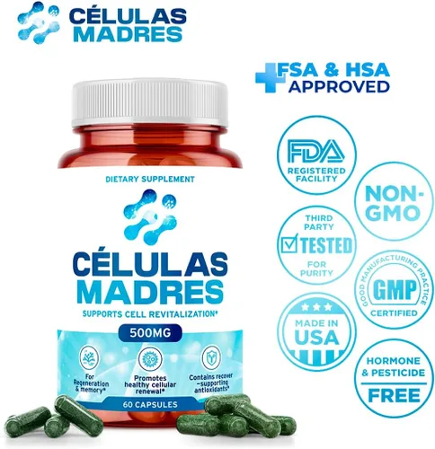 Miniatura 3 de Suplementos de células madre de 500 mg (60 cápsulas) Natural Anti-Envejecimiento y Longevidad Apoyo con Espirulina y Clorella, Impulsa la Renovación