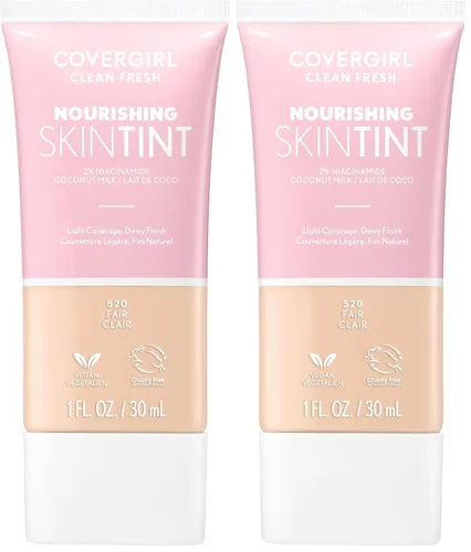 Miniatura 12 de COVERGIRL Clean Fresh Tinte para piel nutritivo, 550 Claro/Medio, base líquida, acabado húmedo, infundido con coco y aloe, fórmula vegana 550