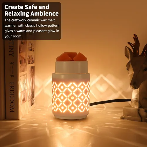 Miniatura 2 de Calentador de cera de cerámica, calentador de cera de velas, luz nocturna, derretidor de cera eléctrico 2 en 1 y calentador de fragancias