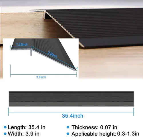 Miniatura 2 de Tira de transición de piso, tira de umbral para laminado, tira de umbral de transición de piso de aluminio, tiras de transición de metal para Negro