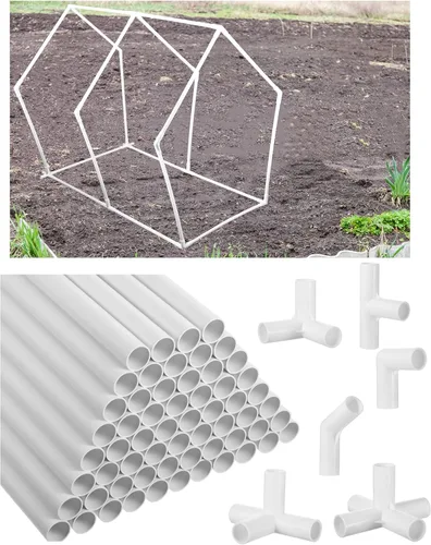 Miniatura 10 de Sawysine Juego de 102 proyectos de PVC para bricolaje, incluye 60 tubos de PVC de 24 pulgadas y 42 accesorios de tubería de conexión para primavera