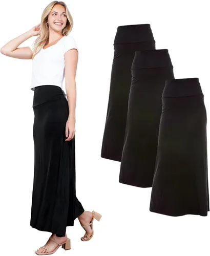 Miniatura 12 de Azules 3 Pack Women’s Maxi Skirt – Soft Stretchy Rayon Fold Over High Waist Long Flowy Boho Skirt for Casual or Dressy Wear