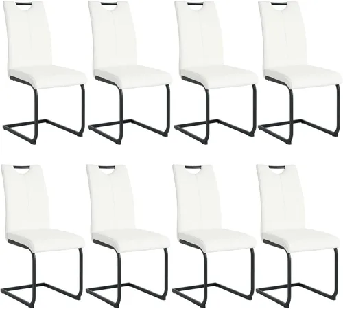 Miniatura 15 de Juego de sillas de comedor modernas (2 unidades) de piel sintética PU con respaldo alto tapizadas con patas doradas de metal para cocina y comedor
