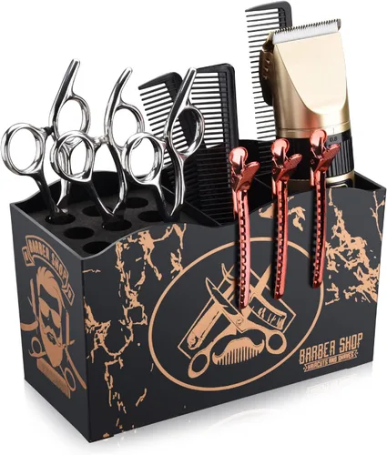 Noverlife - Caja organizadora profesional para tijeras de barbero, organizador de almacenamiento para tijeras de peluquería de salón, peines, clips