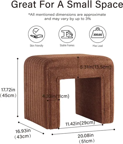Miniatura 2 de Get Set Style Silla Taburete de Tocador, Otomán Moderno de Boucle Reposapiés con Patas de Madera Banco de Sofá Reposapiés Asiento Adicional