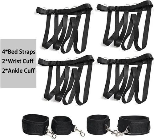 Miniatura 2 de Restricciones de muñeca y tobillo para fijar a los postes de la cama, juego sexual para correas de cama para adultos, colchón King, cuerda fuerte