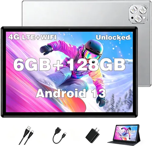 Miniatura 9 de Tabletas Android 2024, nueva tableta desbloqueada Octa-Core Android 13 con ranura para tarjeta SIM, 128 GB ROM+4 GB RAM, cámara de 10 pulgadas, 5