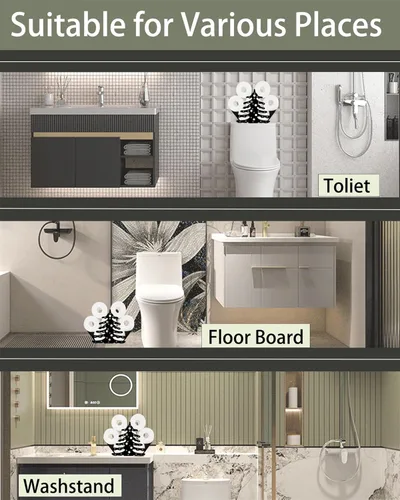 Miniatura 4 de Lindo soporte de rollo de papel higiénico para árbol de Navidad, decoración de baño, soporte de papel higiénico de metal negro, organizador