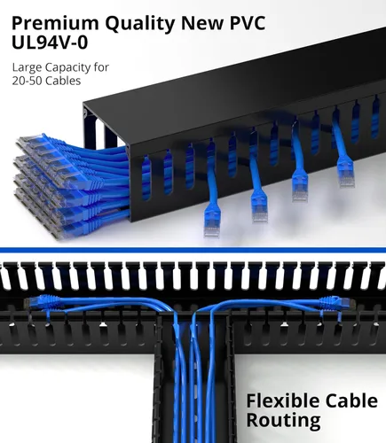 Miniatura 4 de ZhiYo Canaleta de gestión de cables para rack de servidor profesional de A2 pulg. x An2.4 pulg., kit de canaleta de cables de 95 pulg.