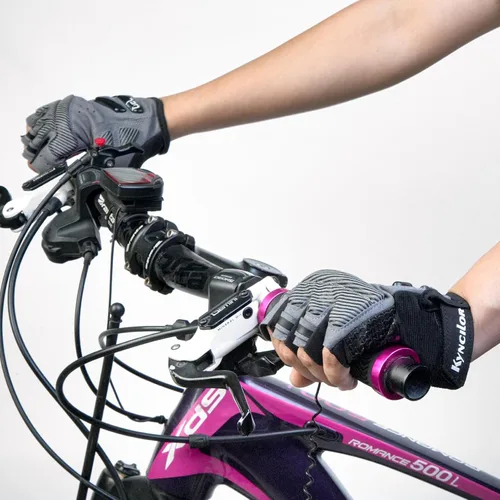 Miniatura 3 de Joachitec - Guantes de ciclismo para hombres y mujeres, almohadilla de gel que absorbe los golpes, antideslizante, medio dedo, transpirable, guantes
