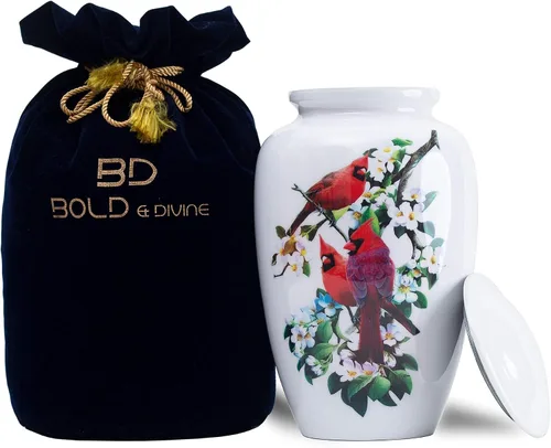 Miniatura 8 de BOLD & DIVINE Urnas pequeñas de recuerdo de pájaro cardenal para cenizas humanas Hecho a mano Juego de 4 mini urnas con caja y embudo