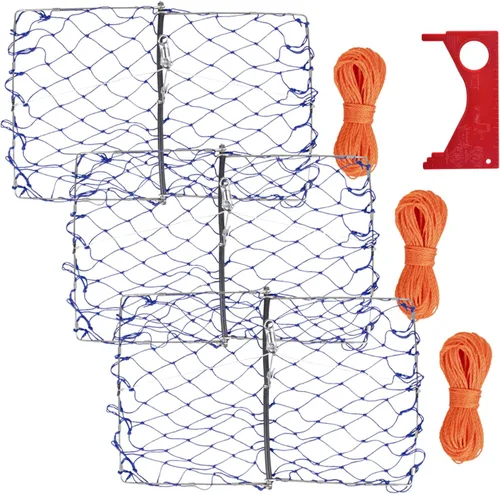 Miniatura 9 de Trampas de cangrejo moldeables con cuerda de cangrejo naranja de 110 pies y pasador de cebo de acero inoxidable