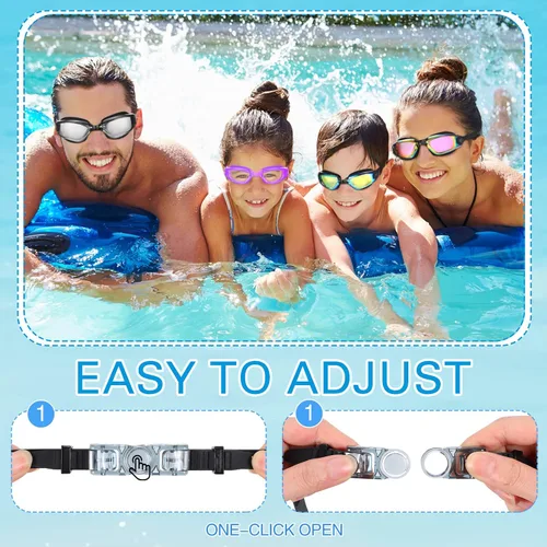 Miniatura 6 de Fabbay 8 gafas de natación sin fugas para niños y adultos, protección UV, gafas de natación impermeables con clip para la nariz