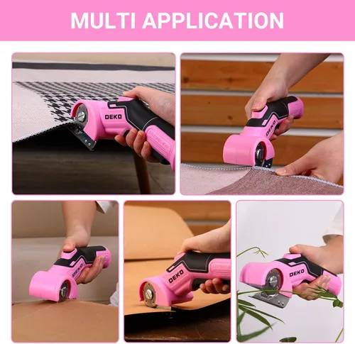Miniatura 2 de Cortador de cartón de tijeras eléctricas inalámbricas: DEKOPRO 4 V 2000 mAh, cortador giratorio de energía recargable con bloqueo de seguridad