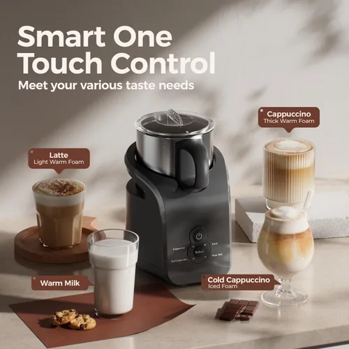 Miniatura 2 de Espumador de leche – Vaporizador eléctrico, máquina automática de espuma de capuchino caliente y fría 4 en 1, calentador de leche de 12.5 onzas