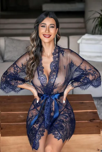Miniatura 2 de Avidlove - Kimono de encaje para mujer, tipo babydoll, camisón de malla de lencería de talla S-5XL