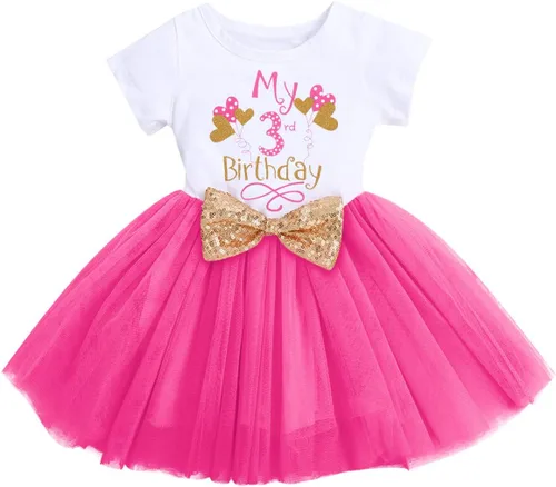 Miniatura 21 de IBTOM CASTLE - Vestido de princesa con falda tipo tutú para niñas que cumplan 1 o 2 años, incluye moñito con lentejuelas