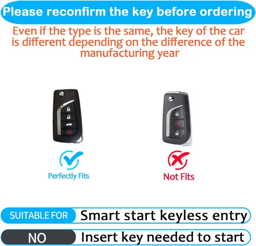 Miniatura 2 de Funda para llavero Toyota con llavero Adecuada para Fortuner tundra Camry RAV4 Highlander Corolla Funda para llave inteligente (Azul, 4 botones)