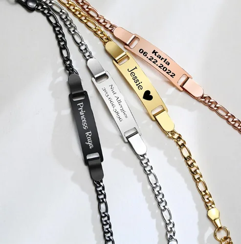Miniatura 2 de Pulsera de bebé chapada en oro de 14 quilates, pulsera de bebé grabada personalizada, pulsera con nombre grabado, pulsera de bebé chapada en oro