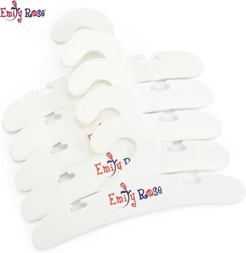 Miniatura 6 de Emily Rose Perchas de ropa para muñecas de 18 pulgadas, paquete de 5 unidades, color blanco, organizador de almacenamiento de armario compatible