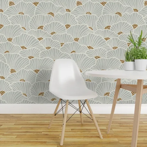 Miniatura 3 de Spoonflower Muestro de papel tapiz extraíble - Flores neutras modernas líneas geométricas suaves costeras a gran escala papel pintado prepegado