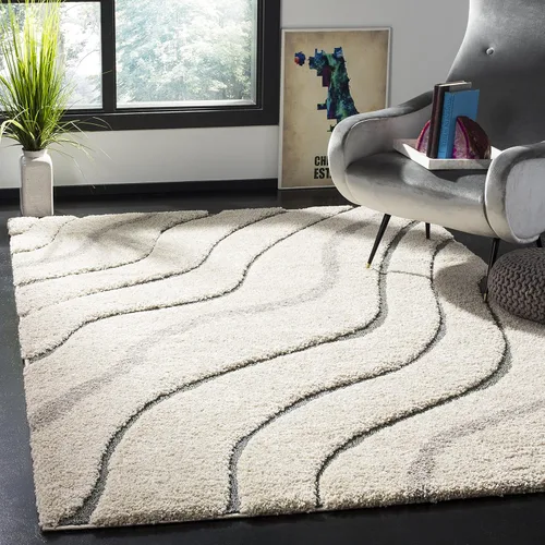 Miniatura 26 de SAFAVIEH Colección Florida Shag - Alfombra de acento de 2'3" x 4', color crema y beige, sin desprendimiento y de fácil cuidado, 1.2 pulgadas