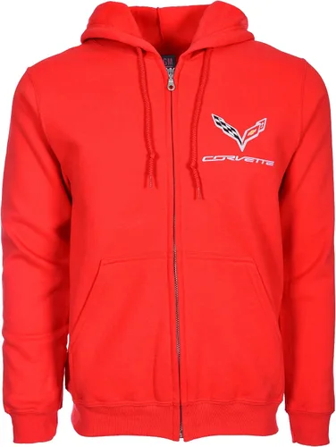 Miniatura 2 de JH DESIGN GROUP Chevy Corvette - Sudadera con capucha para hombre color rojo con cremallera C1 Thru C8 Rojo