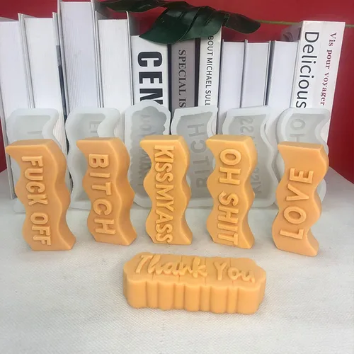 Miniatura 7 de Moldes de silicona para velas de pilar de letras del alfabeto ondulado, moldes de letras epoxi para colgante de resina de arcilla, tallado de yeso