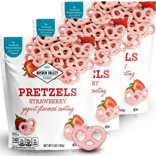 Miniatura 41 de Hayden Valley Foods Pretzels cubiertos con sabor a yogur de arándanos Bolsas de 5 onzas (paquete de 3) Sin sabores artificiales, conservantes