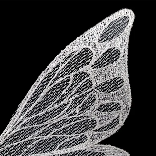 Miniatura 4 de 5 pares de alas de hada coser en parches de encaje de mariposa apliques de tul organza tela alas bordado cuello escote adornos bricolaje ropa Blanco