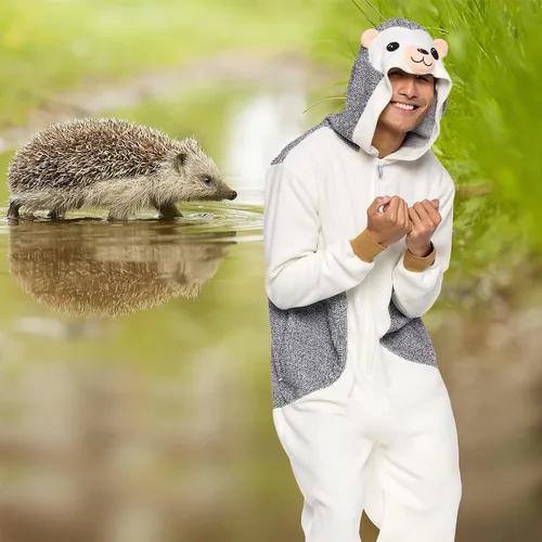 Miniatura 2 de Enterizo de erizo para adultos, disfraz de Halloween de animales - Traje de cosplay de una pieza dálmata de felpa para adultos, mujeres y hombres