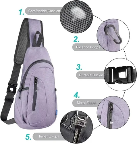 Miniatura 5 de TITECOUGO Bolso bandolera pequeño, mochila cruzada ligera para hombres y mujeres, bolsa de hombro para deportes y exteriores
