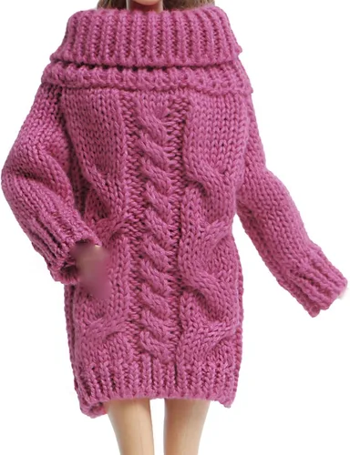 Miniatura 8 de Suéter de cuello alto de invierno azul para accesorios de muñeca de niña de 11.5 pulgadas