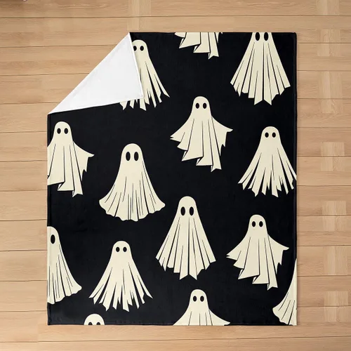 Miniatura 3 de Manta mullida de fantasmas de Halloween para niños, manta de franela con estampado de fantasmas de Halloween, manta de forro polar para todas