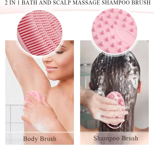 Miniatura 2 de Exfoliante corporal de silicona, esponja de silicona, 2 piezas de esponja de ducha, exfoliante de silicona para ducha, cepillo de silicona 2 en 1
