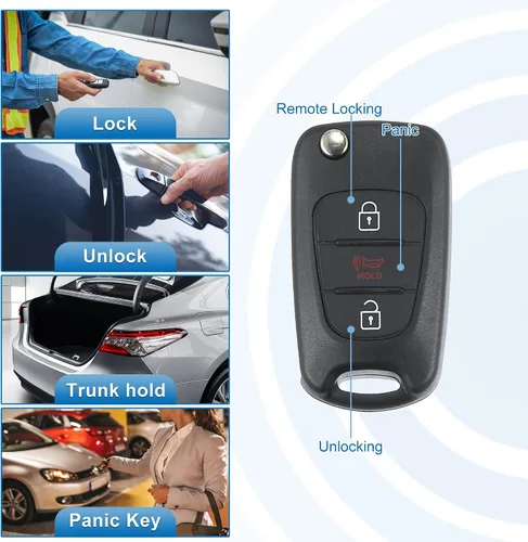 Miniatura 3 de X AUTOHAUX 3 botones Flip Car entrada sin llave control remoto reemplazo llavero proximidad Smart Fob NYOSEKSAM11ATX para Kia Sportage 2012-2013