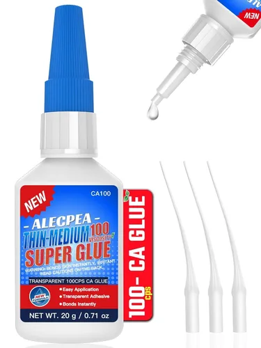 Miniatura 13 de 20g de pegamento CA negro medio-espeso (500 CPS), pegamento super de cianoacrilato premium para madera, vidrio, metal, papel, cuero, plástico