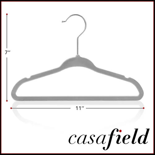 Miniatura 5 de Casafield 100 perchas de terciopelo para bebé, tamaño de 11 pulgadas para ropa de bebés y niños pequeños, color gris