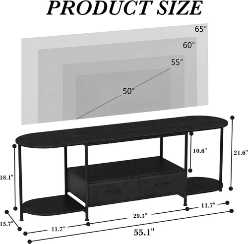Miniatura 3 de Faesun Soporte de TV de 55 pulgadas para televisores de hasta 55 pulgadas, consola multimedia de borde curvado y centro de entretenimiento con 2
