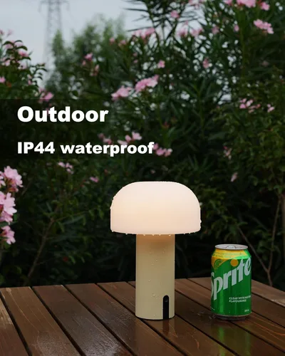 Miniatura 6 de WEILAILUX Lámpara de mesa inalámbrica de hongos, lámpara de ducha impermeable, lámpara de mesa recargable con pilas, luz nocturna regulable al tacto