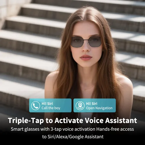 Miniatura 5 de Lentes Bluetooth de audio inteligente, lentes que cambian de color, altavoces de oído abierto, tiempo de reproducción de 5 horas, llamadas manos