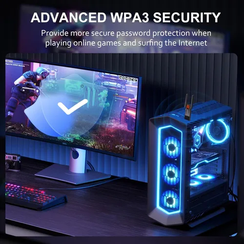 Miniatura 4 de Panda Wireless® PAU0F AXE3000 Tri Band (2.4/5 / 6 GHz) WiFi 6E USB 3.0 Adaptador - Windows 10/11, Zorin, MX Linux, EndeavourOS, Mint, Ubuntu