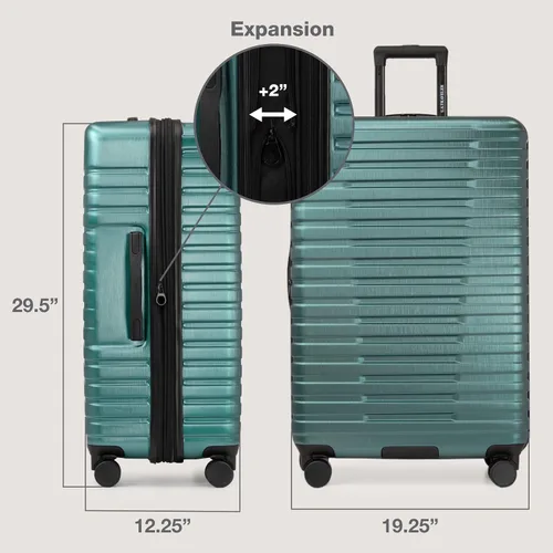 Miniatura 6 de U.S. Traveler Boren - Maleta de viaje de policarbonato resistente con 8 ruedas giratorias, asa de aluminio