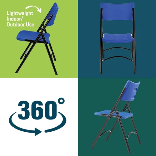 Miniatura 6 de National Public Seating - silla plegable liviana moldeada, 4 unidades, Azul/Negro, 4