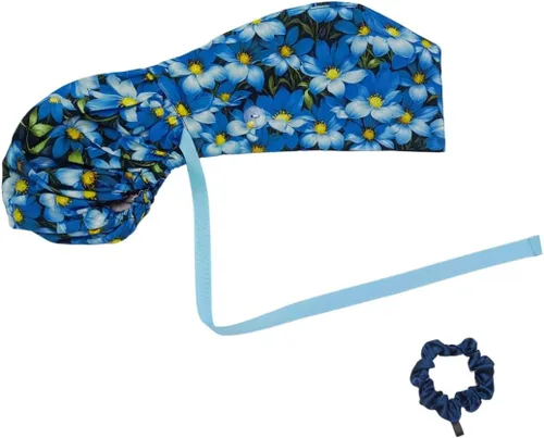 Miniatura 8 de Gorra médica con interior sedoso, gorro de algodón con banda para el sudor y botones, cola de caballo ajustable