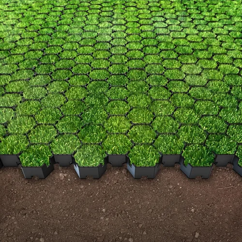 Miniatura 6 de Sistema Vodaland Permeable HexPave - Pavimentos de Hierba y Grava - 100% Plástico PPE Reciclado, Soporta 27,000 libras, Profundidad de 1 pulgada, 65