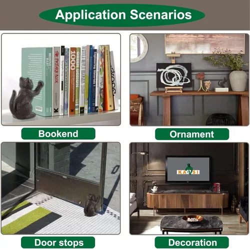 Miniatura 7 de Sujetalibros decorativos para gatos, extremos únicos de hierro fundido con forma de animal para guardar libros resistentes, para decoración