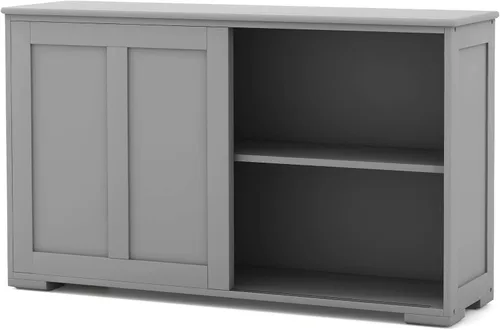 Miniatura 6 de Costzon Aparador Gabinete Buffet, Gabinete de Almacenamiento de Cocina de Madera con Estante Ajustable, Puerta Corrediza de Granero, Gabinete