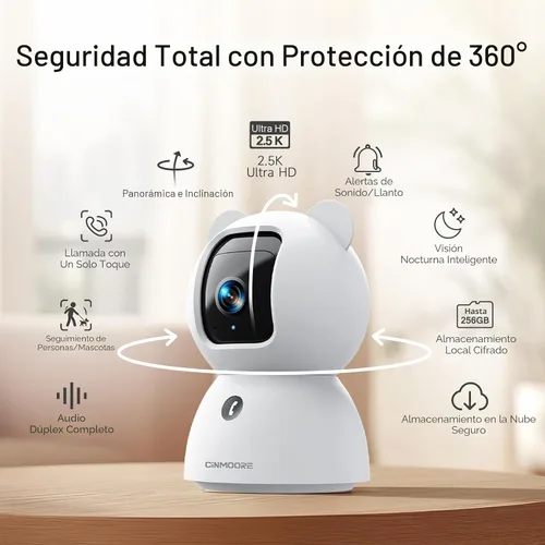 Miniatura 2 de Cámara de Seguridad 2.5K para Interior, Detección de Personas/Mascotas/Llanto sin Suscripción AI, Cámara 4MP para Mascotas/Perros/Gatos